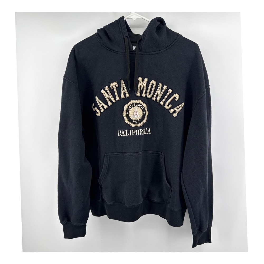 Dimco Apparel Santa Monica California Hoodie Black Graphic Pullover Mens Large